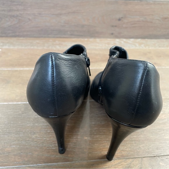 ANTONIO MELANI THEA WOMENS ANKLE BOOTIE BLACK LEATHER PEEP TOE HIGH HEELS BOOTS - Picture 4 of 11